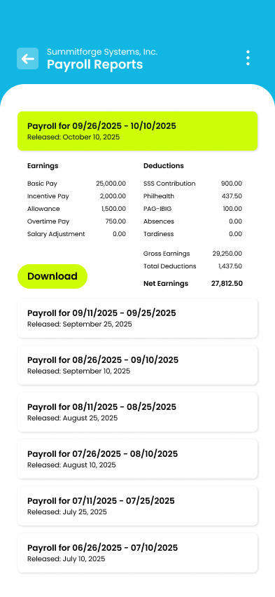 Payroll feature