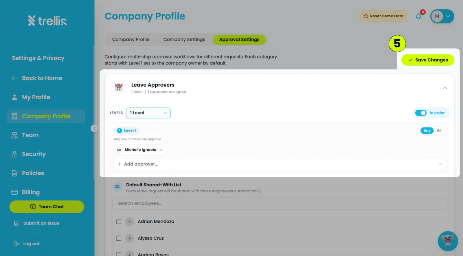 Set Approval Worklow